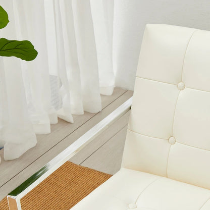 Glitzhome Set di 2 sedie con braccioli imbottite in pelle PU di metà secolo da 29,25 W