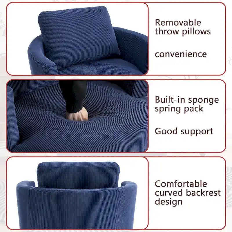 Poltrona girevole a 360°, comoda poltrona rotonda per soggiorno, adatta per cameretta dei bambini, hotel, camera da letto, ufficio