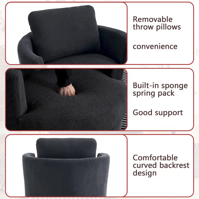 Poltrona girevole a 360°, comoda poltrona rotonda per soggiorno, adatta per cameretta dei bambini, hotel, camera da letto, ufficio