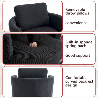 Poltrona girevole a 360°, comoda poltrona rotonda per soggiorno, adatta per cameretta dei bambini, hotel, camera da letto, ufficio