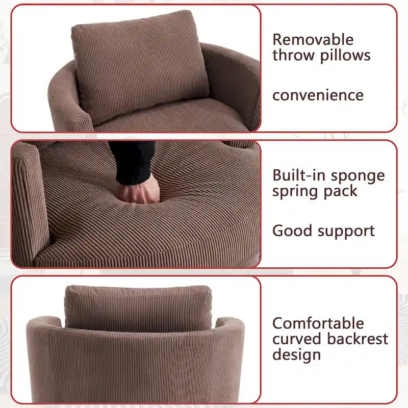 Poltrona girevole a 360°, comoda poltrona rotonda per soggiorno, adatta per cameretta dei bambini, hotel, camera da letto, ufficio