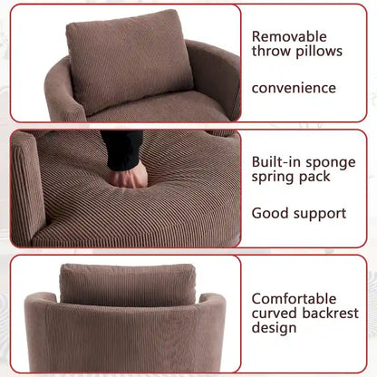 Poltrona girevole a 360°, comoda poltrona rotonda per soggiorno, adatta per cameretta dei bambini, hotel, camera da letto, ufficio