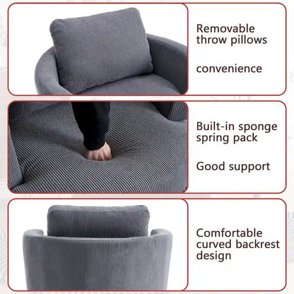 Poltrona girevole a 360°, comoda poltrona rotonda per soggiorno, adatta per cameretta dei bambini, hotel, camera da letto, ufficio