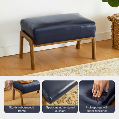 Poltrona in pelle PU di metà secolo Glitzhome 30,75 H con set pouf