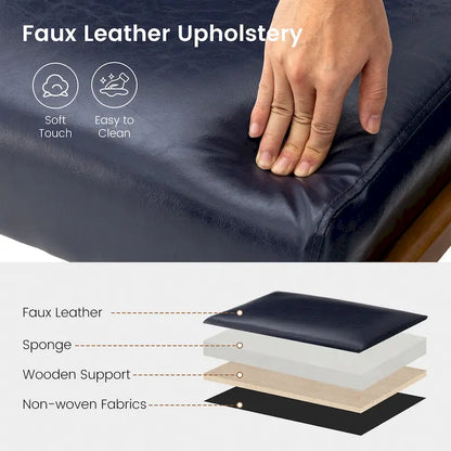 Poltrona in pelle PU di metà secolo Glitzhome 30,75 H con set pouf