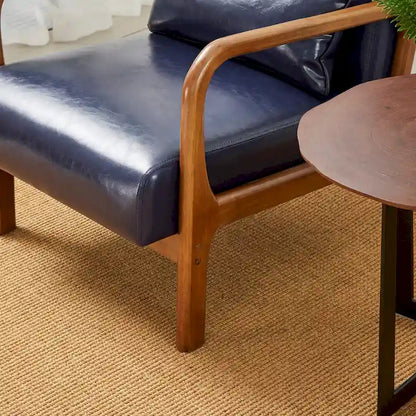 Poltrona in pelle PU di metà secolo Glitzhome 30,75 H con set pouf