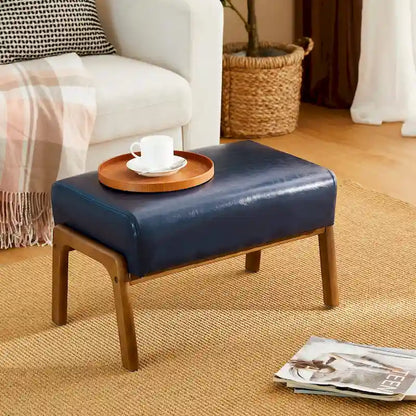 Poltrona in pelle PU di metà secolo Glitzhome 30,75 H con set pouf