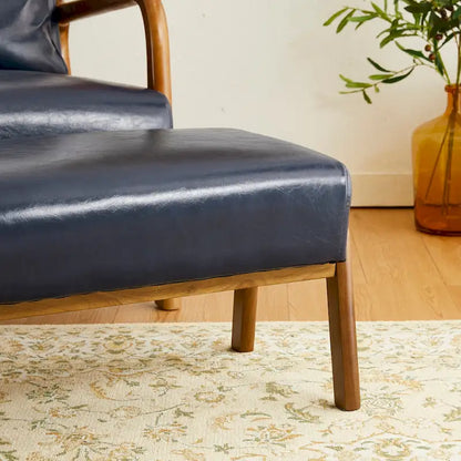 Poltrona in pelle PU di metà secolo Glitzhome 30,75 H con set pouf