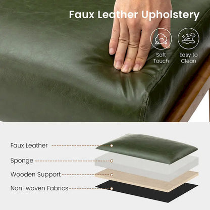 Poltrona in pelle PU di metà secolo Glitzhome 30,75 H con set pouf