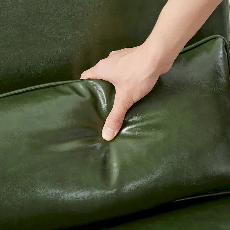 Poltrona in pelle PU di metà secolo Glitzhome 30,75 H con set pouf