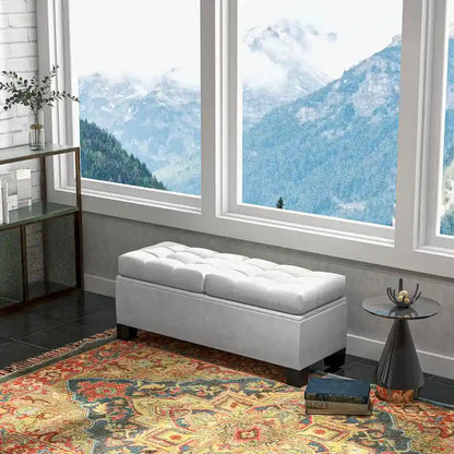 Panca contenitore imbottita con cerniere di sicurezza per soggiorno, ingresso, camera da letto