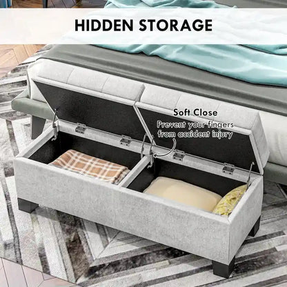 Panca contenitore imbottita con cerniere di sicurezza per soggiorno, ingresso, camera da letto