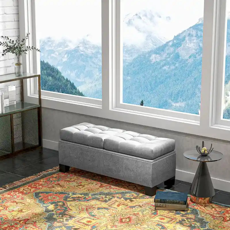 Panca contenitore imbottita con cerniere di sicurezza per soggiorno, ingresso, camera da letto