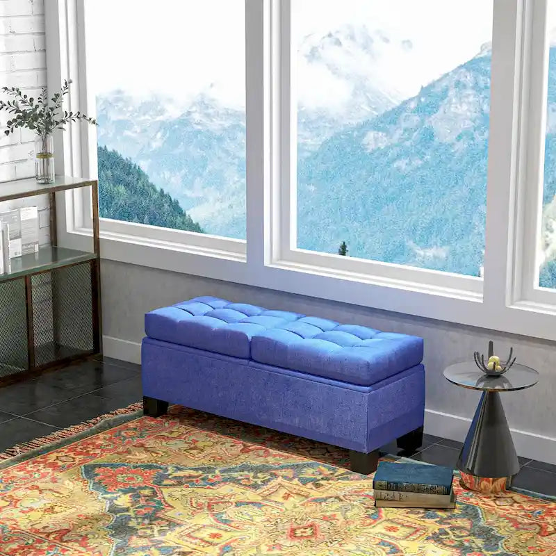 Panca contenitore imbottita con cerniere di sicurezza per soggiorno, ingresso, camera da letto