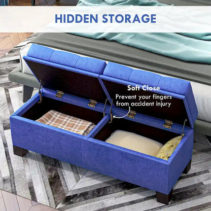 Panca contenitore imbottita con cerniere di sicurezza per soggiorno, ingresso, camera da letto