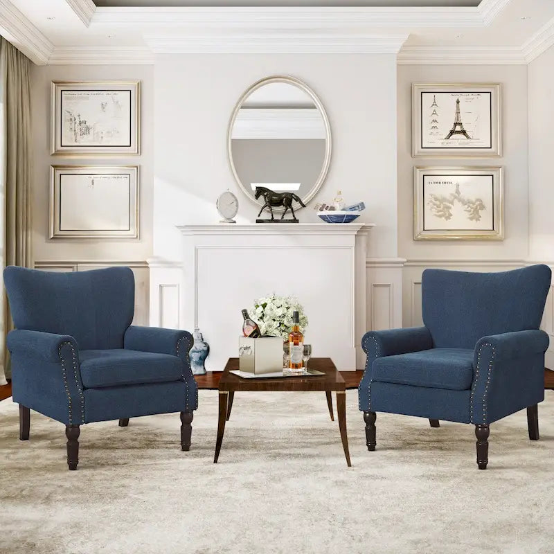 COZYMAN Poltrona moderna in legno massello imbottita in tessuto/similpelle, set di 2 poltrone per soggiorno