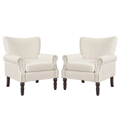 COZYMAN Poltrona moderna in legno massello imbottita in tessuto/similpelle, set di 2 poltrone per soggiorno