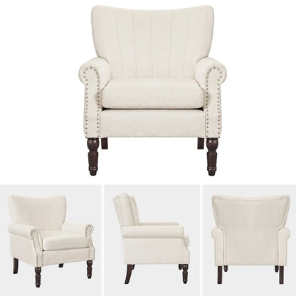 COZYMAN Poltrona moderna in legno massello imbottita in tessuto/similpelle, set di 2 poltrone per soggiorno