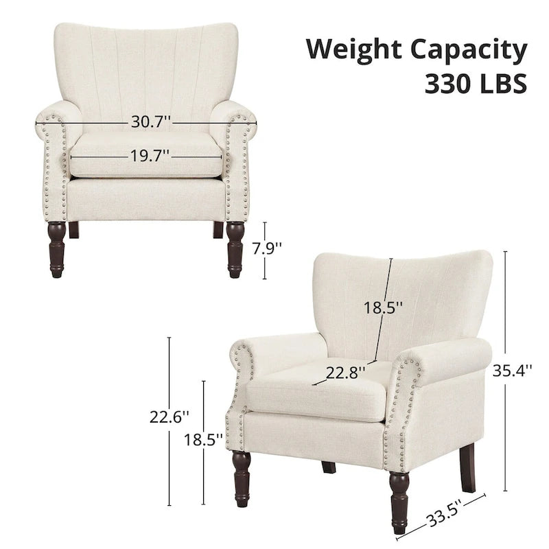 COZYMAN Poltrona moderna in legno massello imbottita in tessuto/similpelle, set di 2 poltrone per soggiorno