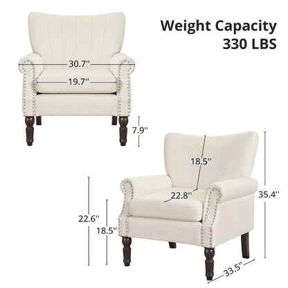 COZYMAN Poltrona moderna in legno massello imbottita in tessuto/similpelle, set di 2 poltrone per soggiorno