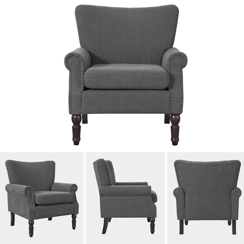 COZYMAN Poltrona moderna in legno massello imbottita in tessuto/similpelle, set di 2 poltrone per soggiorno