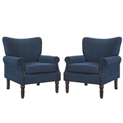 COZYMAN Poltrona moderna in legno massello imbottita in tessuto/similpelle, set di 2 poltrone per soggiorno