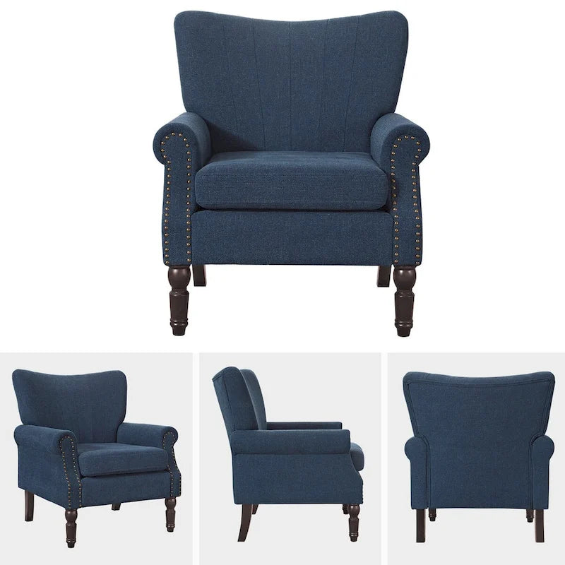 COZYMAN Poltrona moderna in legno massello imbottita in tessuto/similpelle, set di 2 poltrone per soggiorno