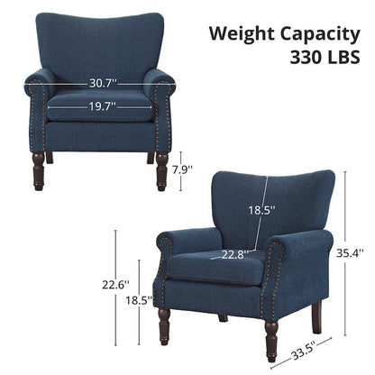 COZYMAN Poltrona moderna in legno massello imbottita in tessuto/similpelle, set di 2 poltrone per soggiorno