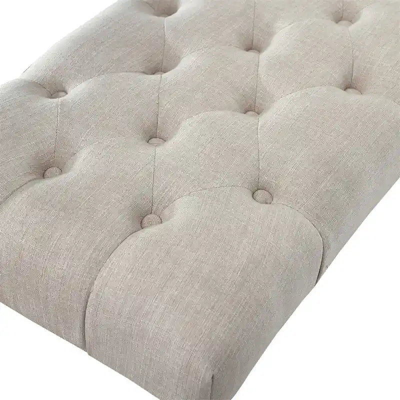 Panca da pranzo con gambe tornite e trapuntate in tessuto