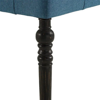 Panca da pranzo con gambe tornite e trapuntate in tessuto