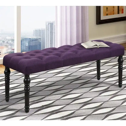 Panca da pranzo con gambe tornite e trapuntate in tessuto