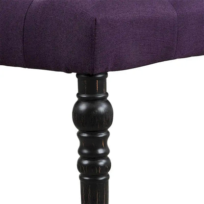 Panca da pranzo con gambe tornite e trapuntate in tessuto