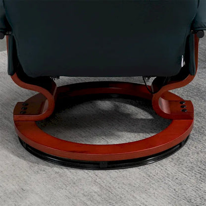 Poltrona reclinabile girevole manuale in pelle con braccioli e poggiapiedi estensibile