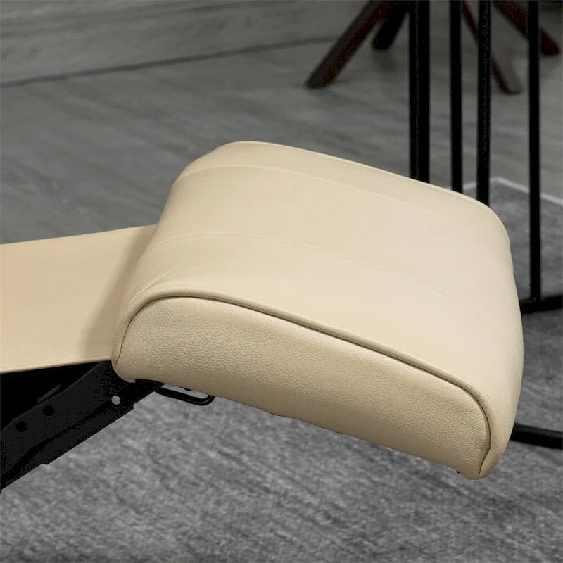 Poltrona reclinabile girevole manuale in pelle con braccioli e poggiapiedi estensibile