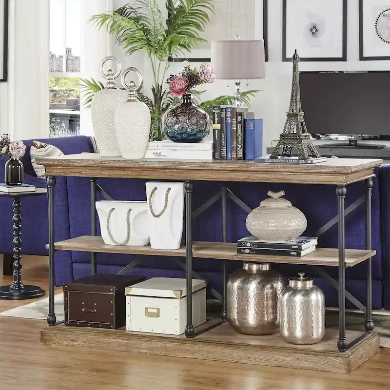 Tavolo da ingresso con cornice in ferro e legno Barnstone di iNSPIRE Q Artisan