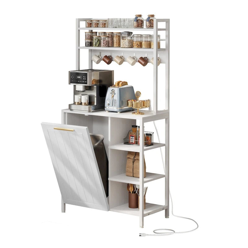 Scaffale da cucina Moasis a 6 ripiani con ripiani portaoggetti, organizer da cucina con mobiletto per pattumiera