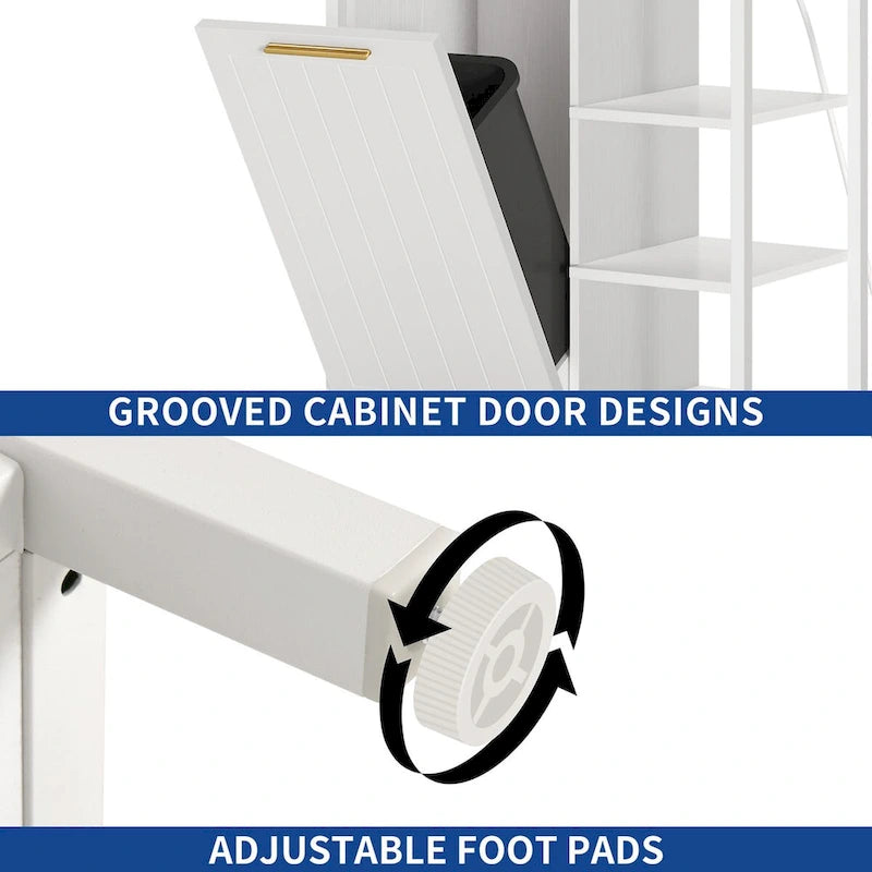 Scaffale da cucina Moasis a 6 ripiani con ripiani portaoggetti, organizer da cucina con mobiletto per pattumiera