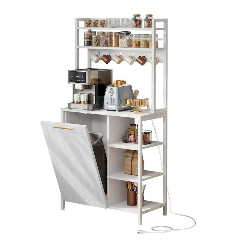 Scaffale da cucina Moasis a 6 ripiani con ripiani portaoggetti, organizer da cucina con mobiletto per pattumiera
