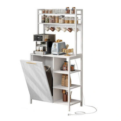Scaffale da cucina Moasis a 6 ripiani con ripiani portaoggetti, organizer da cucina con mobiletto per pattumiera