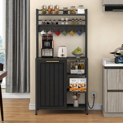 Scaffale da cucina Moasis a 6 ripiani con ripiani portaoggetti, organizer da cucina con mobiletto per pattumiera