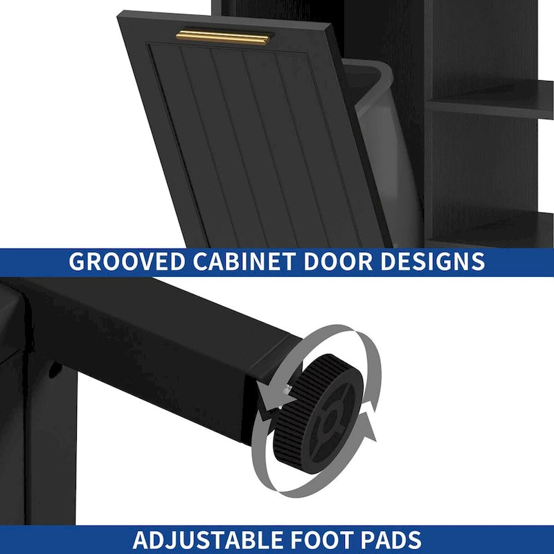 Scaffale da cucina Moasis a 6 ripiani con ripiani portaoggetti, organizer da cucina con mobiletto per pattumiera