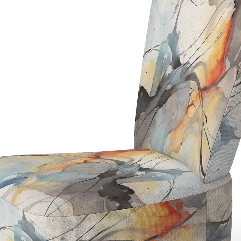 Poltrona imbottita e poltrona moderna con braccioli Designart Marble Serenity, onde colorate grigie ad acquerello, forme astratte