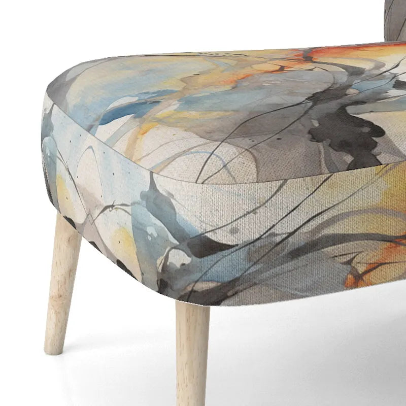 Poltrona imbottita e poltrona moderna con braccioli Designart Marble Serenity, onde colorate grigie ad acquerello, forme astratte