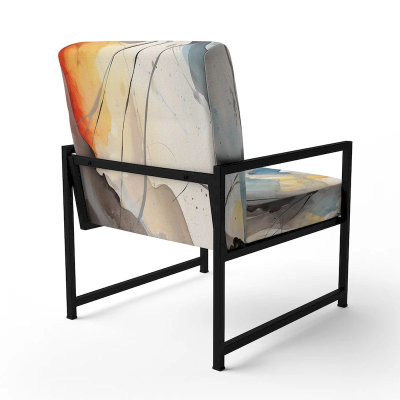 Poltrona imbottita e poltrona moderna con braccioli Designart Marble Serenity, onde colorate grigie ad acquerello, forme astratte