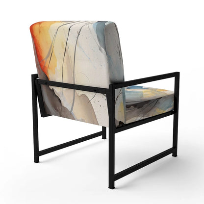 Poltrona imbottita e poltrona moderna con braccioli Designart Marble Serenity, onde colorate grigie ad acquerello, forme astratte