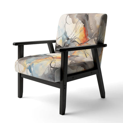 Poltrona imbottita e poltrona moderna con braccioli Designart Marble Serenity, onde colorate grigie ad acquerello, forme astratte