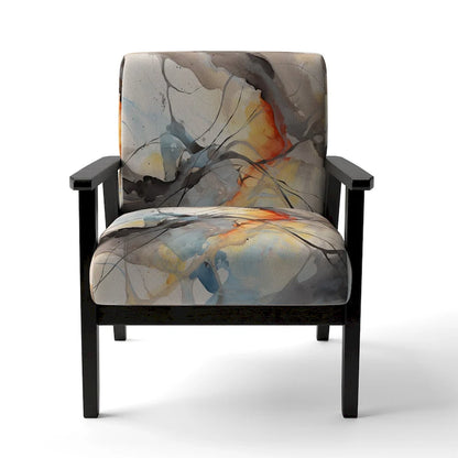 Poltrona imbottita e poltrona moderna con braccioli Designart Marble Serenity, onde colorate grigie ad acquerello, forme astratte