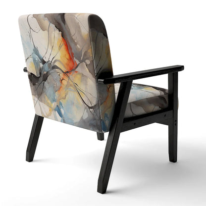 Poltrona imbottita e poltrona moderna con braccioli Designart Marble Serenity, onde colorate grigie ad acquerello, forme astratte