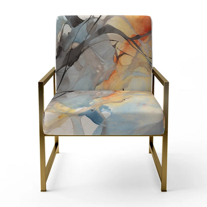 Poltrona imbottita e poltrona moderna con braccioli Designart Marble Serenity, onde colorate grigie ad acquerello, forme astratte