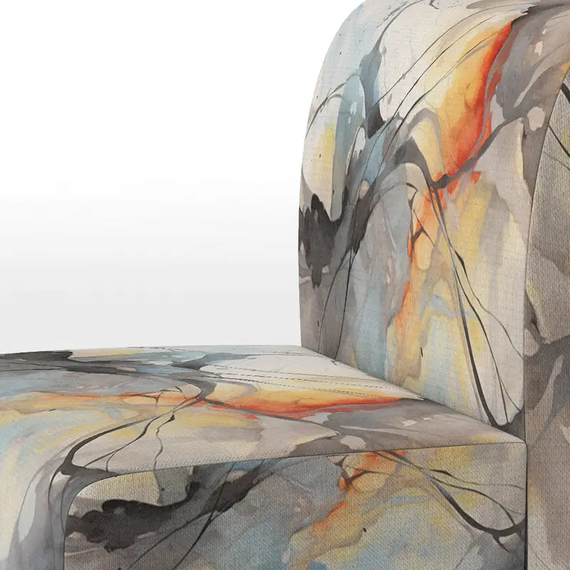 Poltrona imbottita e poltrona moderna con braccioli Designart Marble Serenity, onde colorate grigie ad acquerello, forme astratte